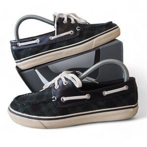 Sperry Top-Sider Biscayne Plaid 2- Eye Boat Shoes Green / Black Women's 7.5M